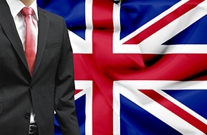 イギリス国旗とブリティッシュスタイルのスーツ